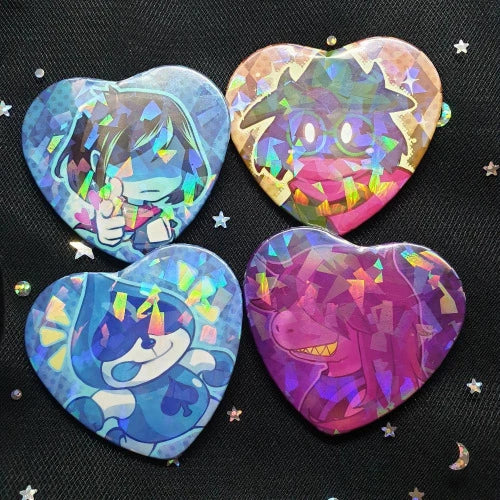 Deltarune Holo heart button badge - PonCrafts